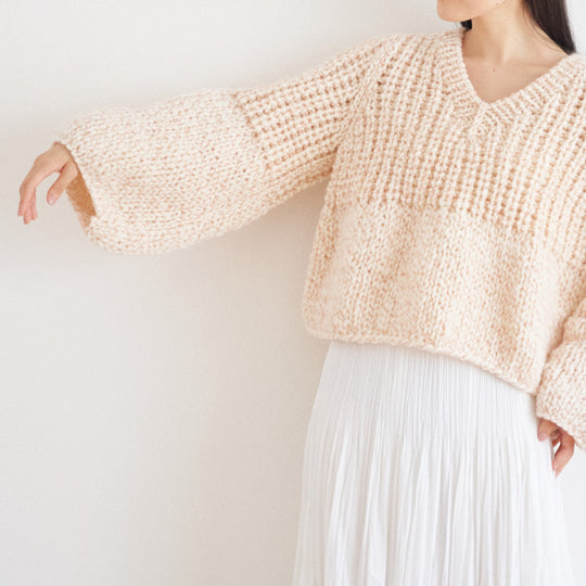 sawada itto：サワダイット-デジタル編み図1910a-1-Vネックプルオーバー