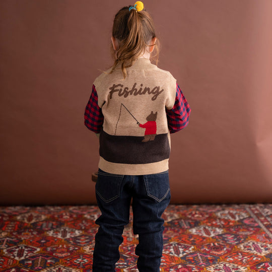 【SALE 30%OFF】ami amie : 布帛フィッシングベアカーディガン/233010