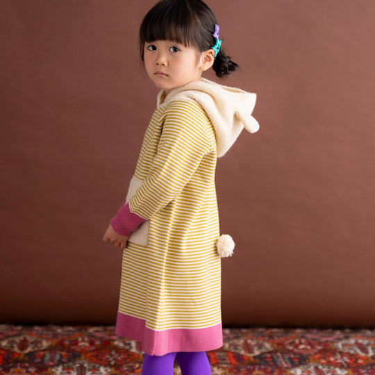 【SALE 30%OFF】ami amie : くまフード付きボーダーワンピース/233020