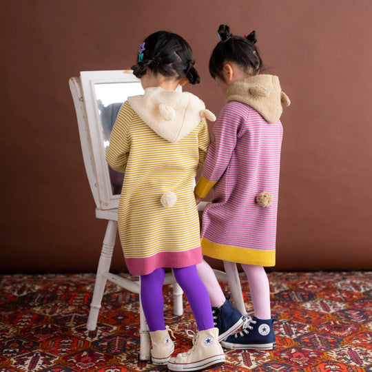 【SALE 30%OFF】ami amie : くまフード付きボーダーワンピース/233020