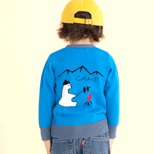 【SALE 30%OFF】ami amie : しろくまキャンプVネックカーディガン/241002