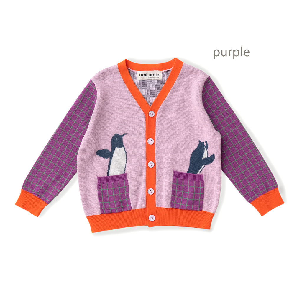 【SALE 30%OFF】ami amie : ペンギンズVネックカーディガン/241003