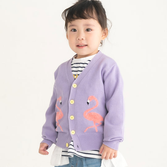 【SALE 30%OFF】ami amie : フラミンゴVネックカーディガン/241004