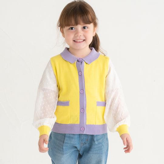 【SALE 30%OFF】ami amie : シフォン袖襟付きカーディガン/241009