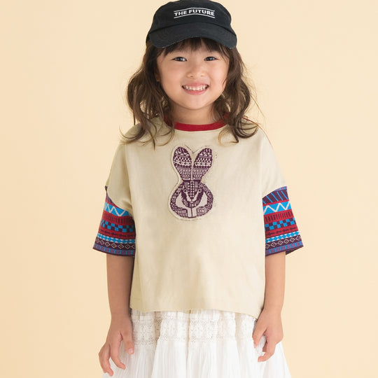 【SALE 30%OFF】ami amie : 幾何学ウサギワイドTシャツ/241012