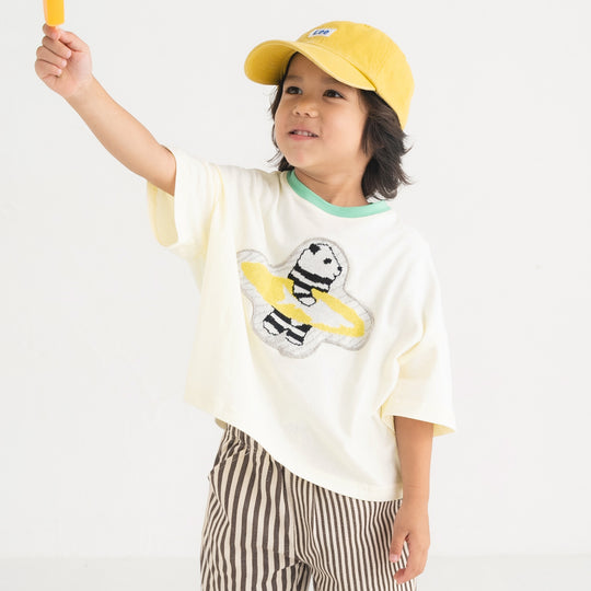 【SALE 30%OFF】ami amie : パンダサーファーワイドTシャツ/241014