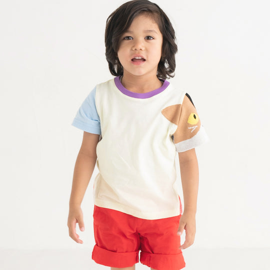 【SALE 30%OFF】ami amie : ねこニット袖Tシャツ/241015