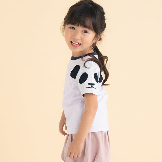 【SALE 30%OFF】ami amie : パンダニット袖Tシャツ/241017