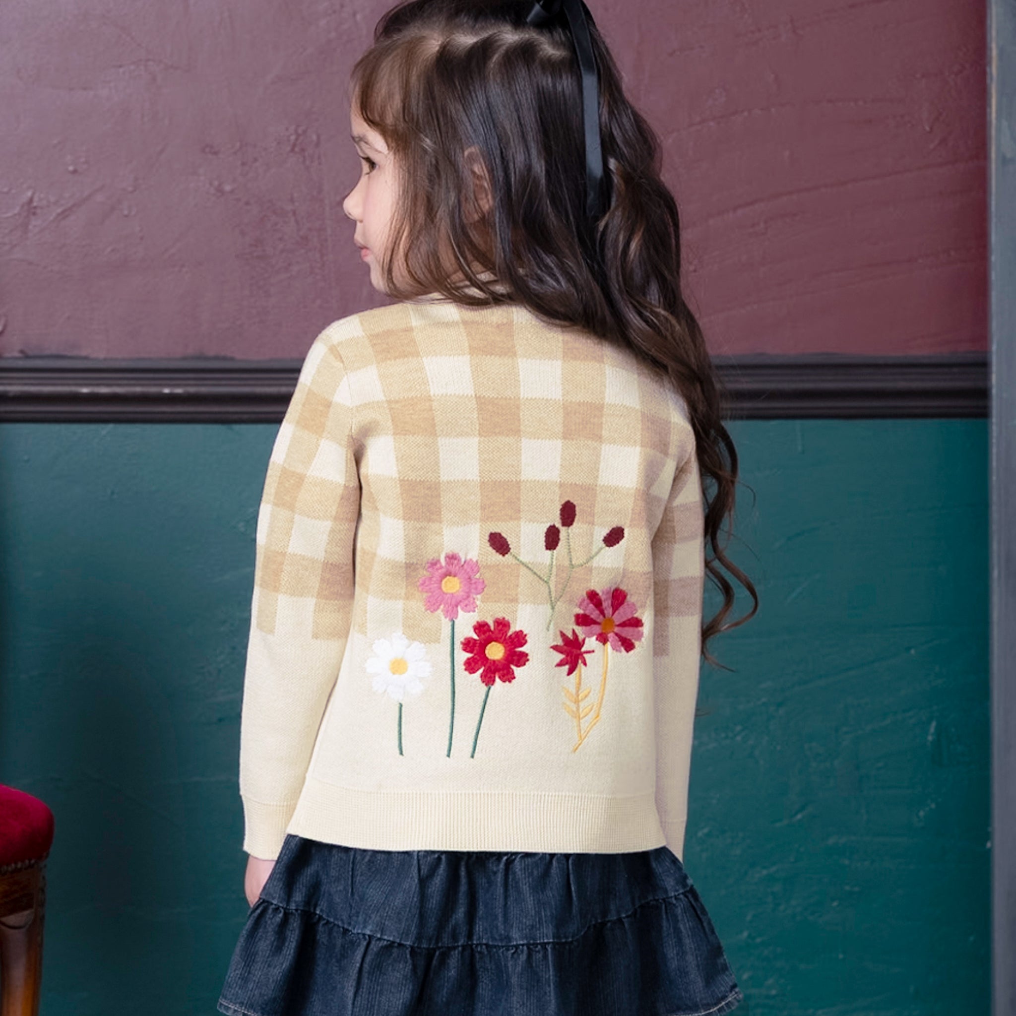 ami amie : お花刺繍チェックカーディガン/243008 | SAWADA MARCHE