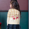 【SALE 30%OFF / キッズ&ママサイズ】ami amie : お花刺繍チェックカーディガン/243008