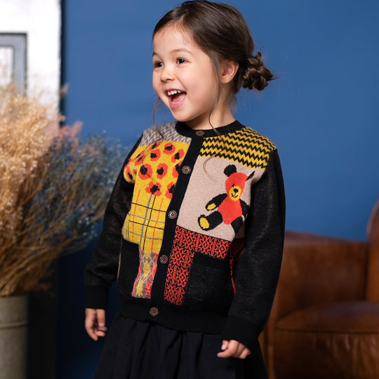 【SALE 30%OFF / キッズ&ママサイズ】ami amie :くまカーディガン/243009