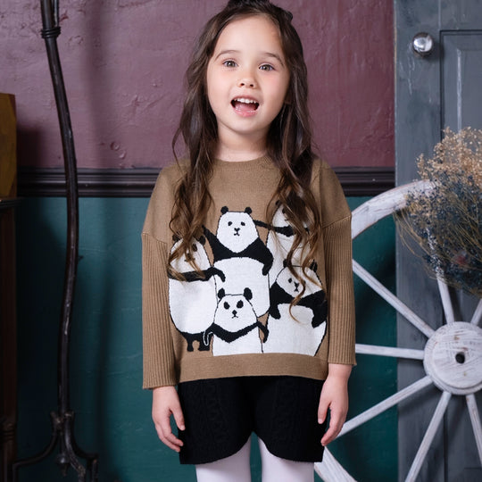 【SALE 30%OFF / キッズ&ママサイズ】ami amie : パンダ五人衆プルオーバー/243016