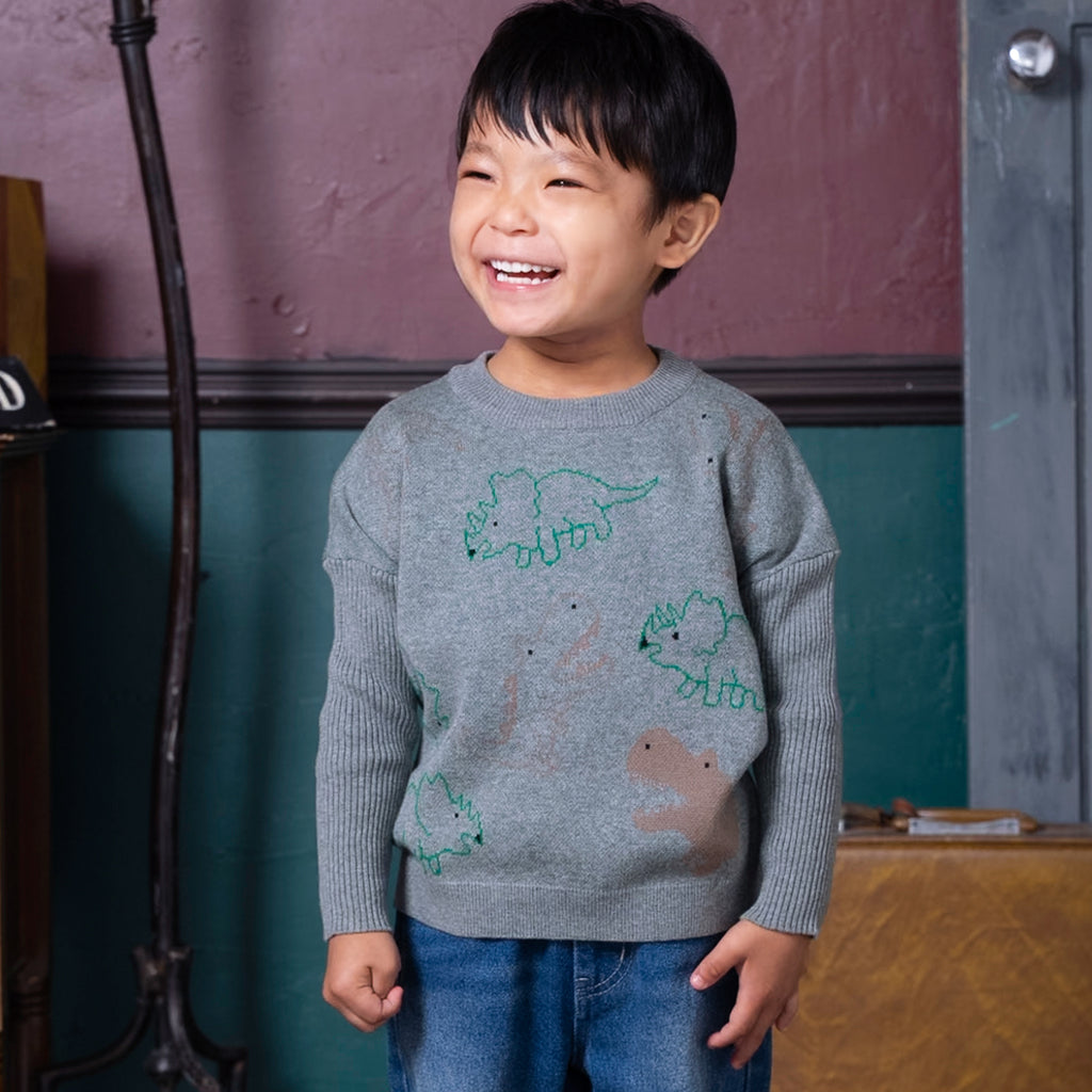 【SALE 30%OFF】ami amie : 恐竜いっぱいプルオーバー/243017