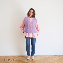 sawada itto：サワダイット-moo-お花模様の透かし編みベスト