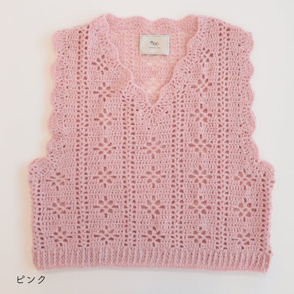 sawada itto：サワダイット-moo-お花模様の透かし編みベスト