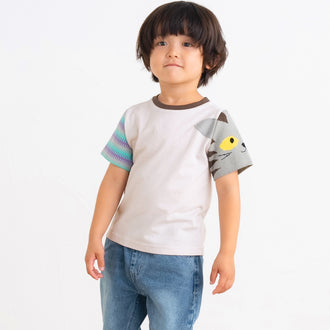 【New Arrival】ami amie :ねこニット袖Tシャツ/251016