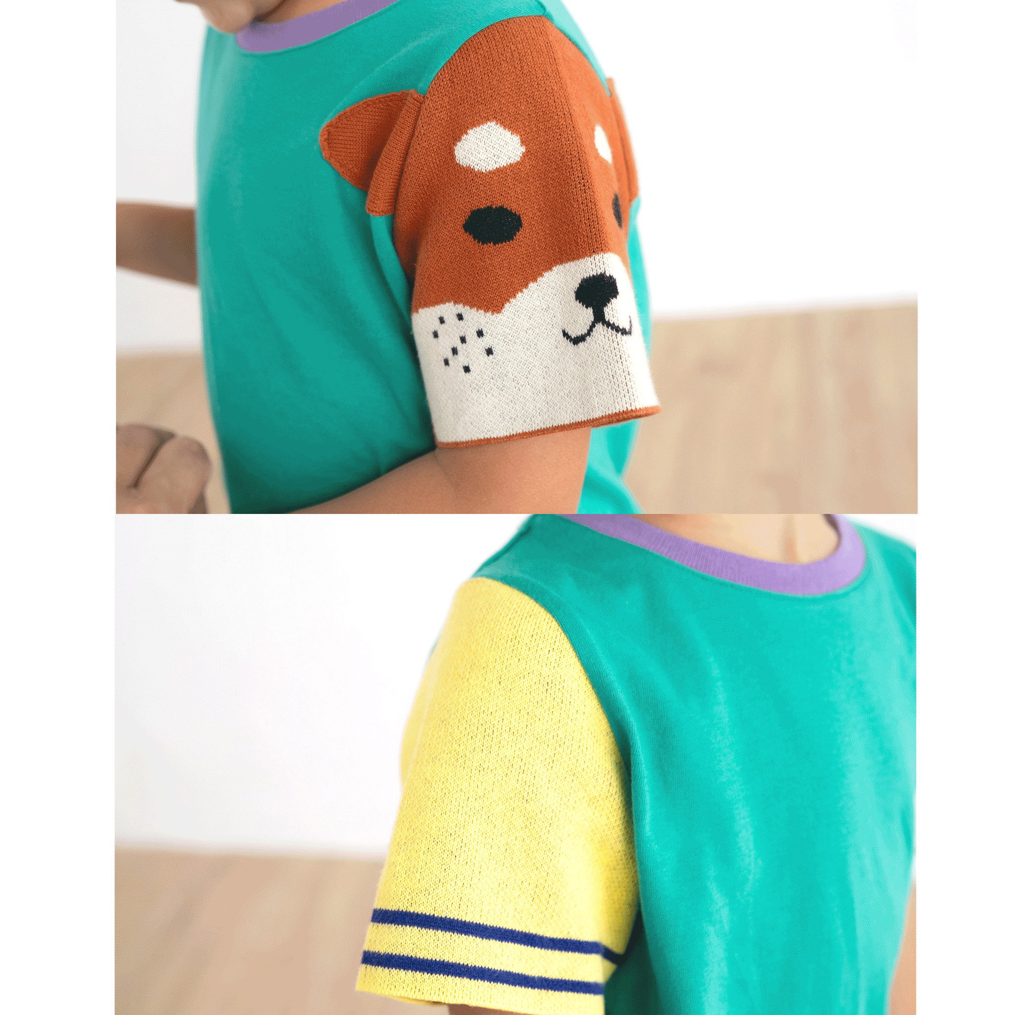 【New Arrival】ami amie :柴犬ニット袖Tシャツ/251017
