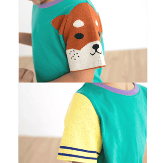 【New Arrival】ami amie :柴犬ニット袖Tシャツ/251017