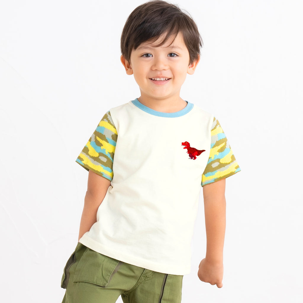 【SALE 30%OFF】ami amie :迷彩ダイナソーTシャツ/251018