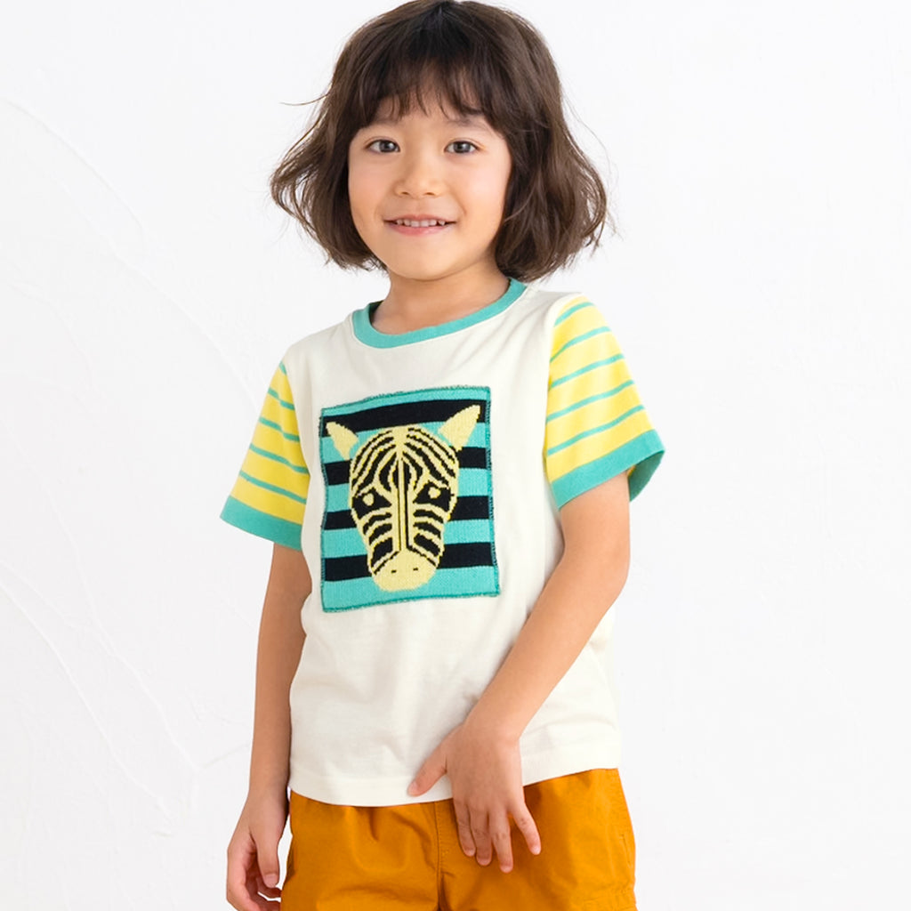 【SALE 30%OFF / キッズ＆ママサイズ】ami amie :しまうまボーダーTシャツ/251019