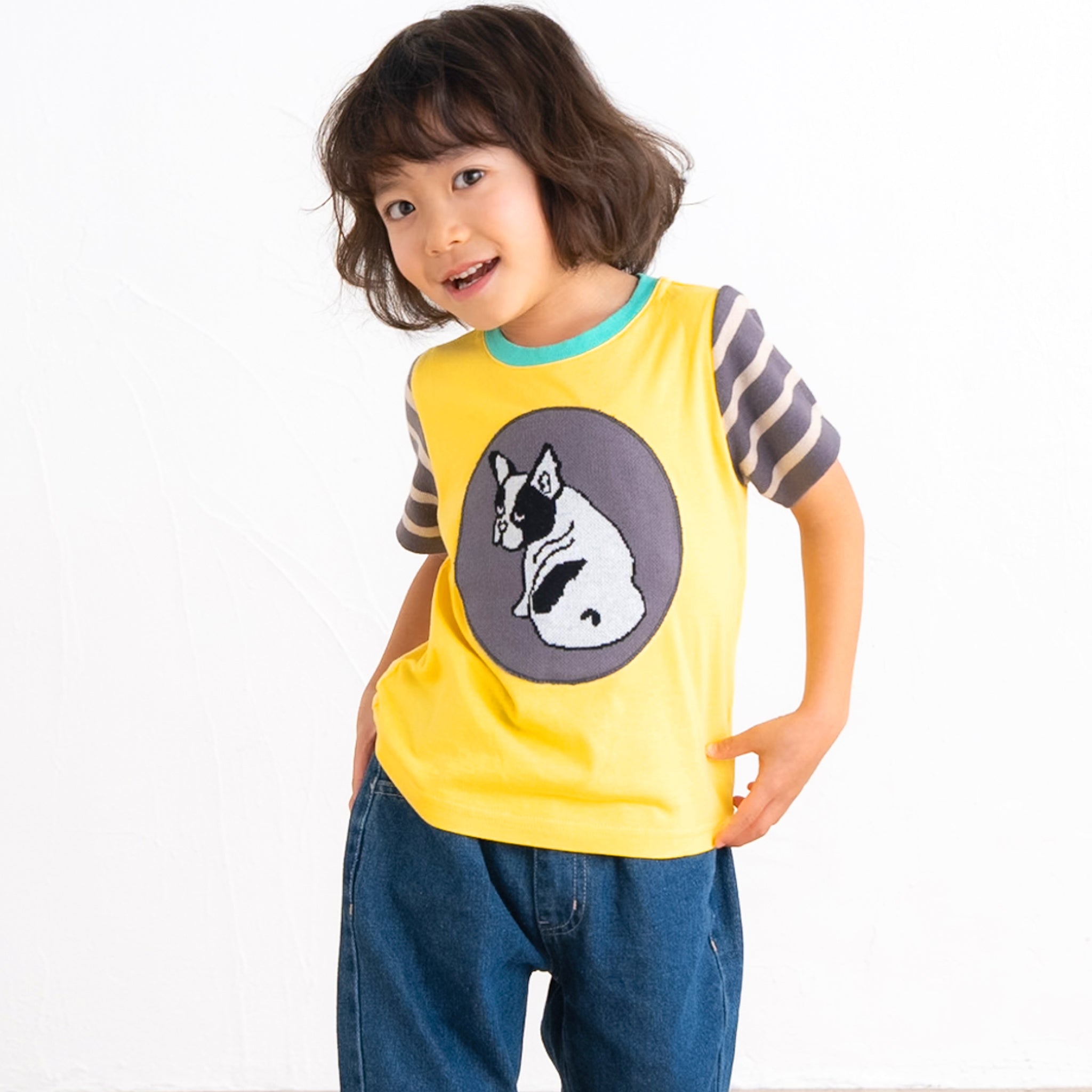 【New Arrival /ママサイズ 新入荷】ami amie :フレンチブルドッグTシャツ/251020