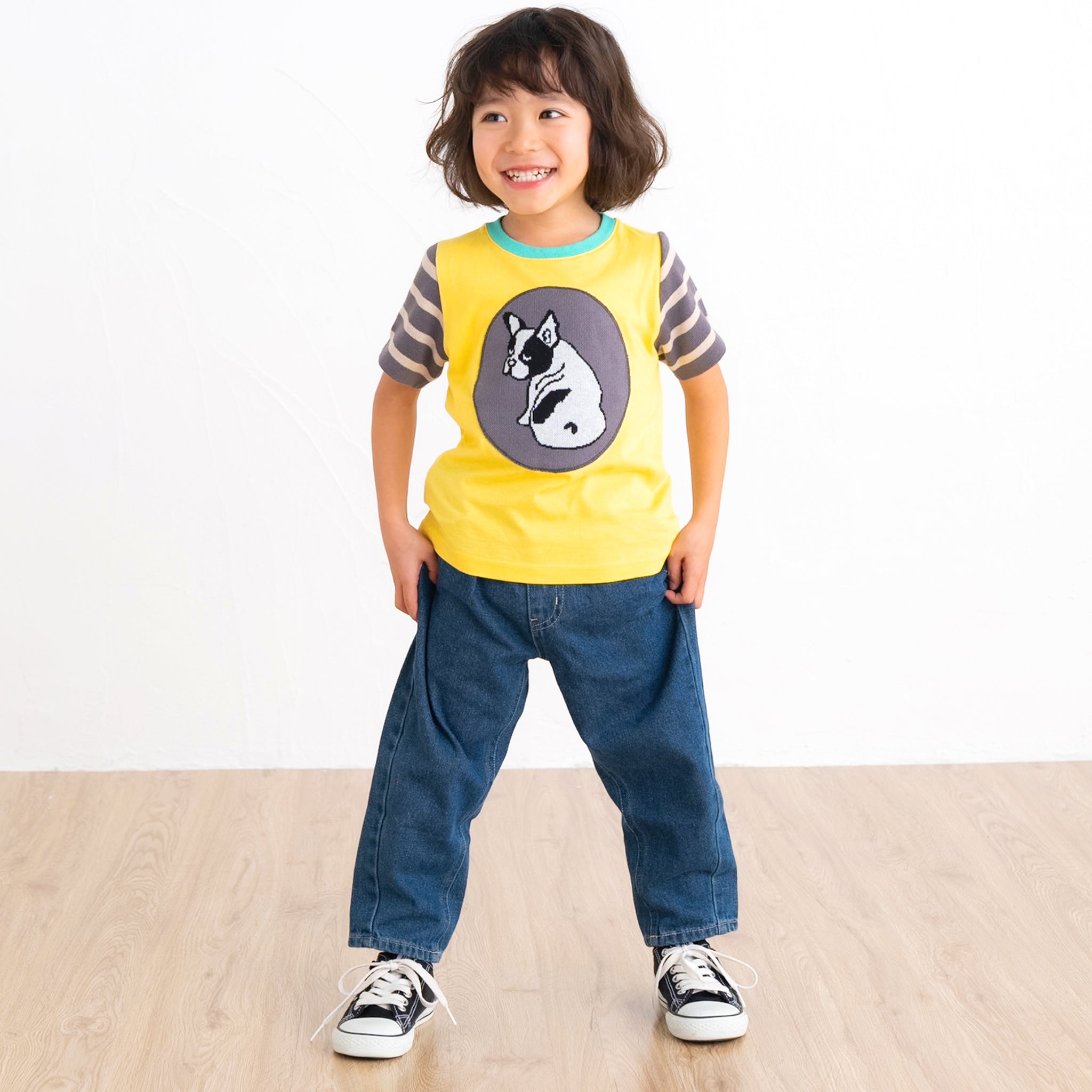 【New Arrival /ママサイズ 新入荷】ami amie :フレンチブルドッグTシャツ/251020