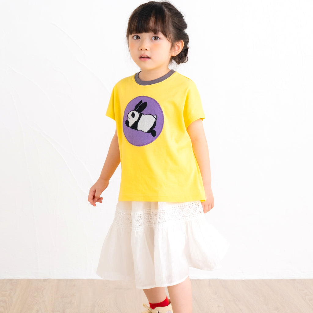 【SALE 30%OFF / キッズ＆ママサイズ】ami amie :うさパンダフレンチスリーブTシャツ/251021