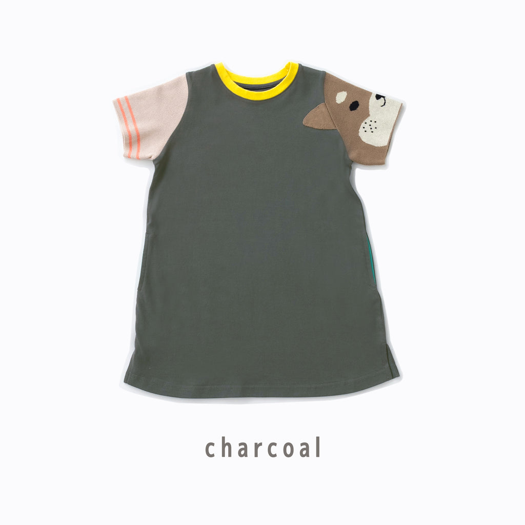 【SALE 30%OFF】ami amie :柴犬ニット袖ワンピース/251023