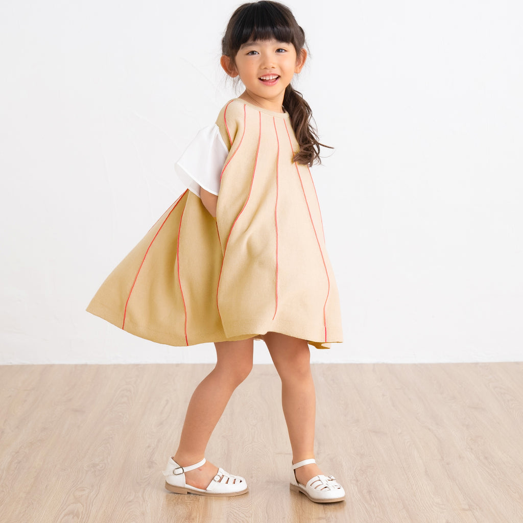 【SALE 30%OFF】ami amie :シフォン袖Aラインワンピース/251024