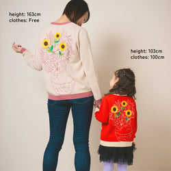 【New Arrival / キッズ&ママサイズ】ami amie : キャンバスブルームカーディガン/253006