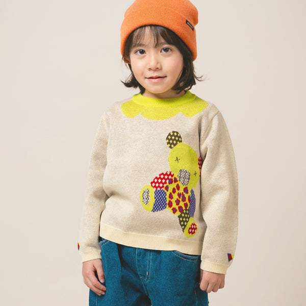 【New Arrival / キッズ&ママサイズ】ami amie : カラフルくまプルオーバー/253009