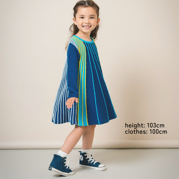 【New Arrival / キッズ&ママサイズ】ami amie : マルチカラーストライプAラインワンピース/253022