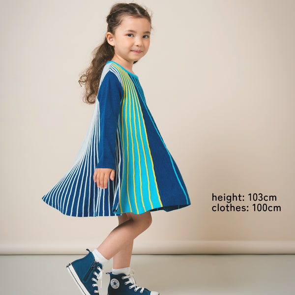 【New Arrival / キッズ&ママサイズ】ami amie : マルチカラーストライプAラインワンピース/253022