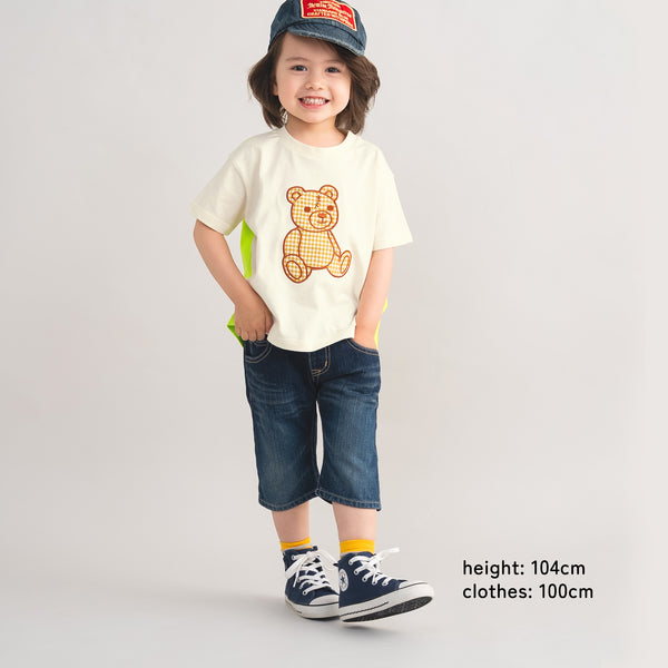 【New Arrival / キッズ&ママサイズ】ami amie : キズクマ刺繍Tシャツ/261008