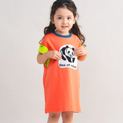 【New Arrival】ami amie : パンダフレンチスリーブTシャツワンピース/261011