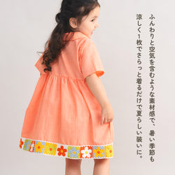 【New Arrival / キッズ&ママサイズ】ami amie : レトロフラワーかぎ針編み付きワンピース/261013