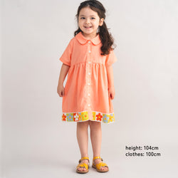 【New Arrival / キッズ&ママサイズ】ami amie : レトロフラワーかぎ針編み付きワンピース/261013