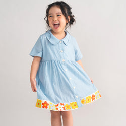 【New Arrival / キッズ&ママサイズ】ami amie : レトロフラワーかぎ針編み付きワンピース/261013