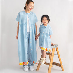 【New Arrival / キッズ&ママサイズ】ami amie : レトロフラワーかぎ針編み付きワンピース/261013