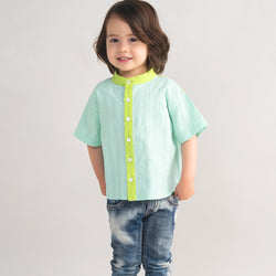 【New Arrival】ami amie : バンドカラー半袖シャツ/261016