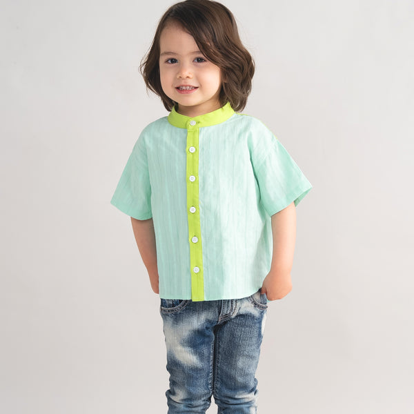 【New Arrival】ami amie : バンドカラー半袖シャツ/261016