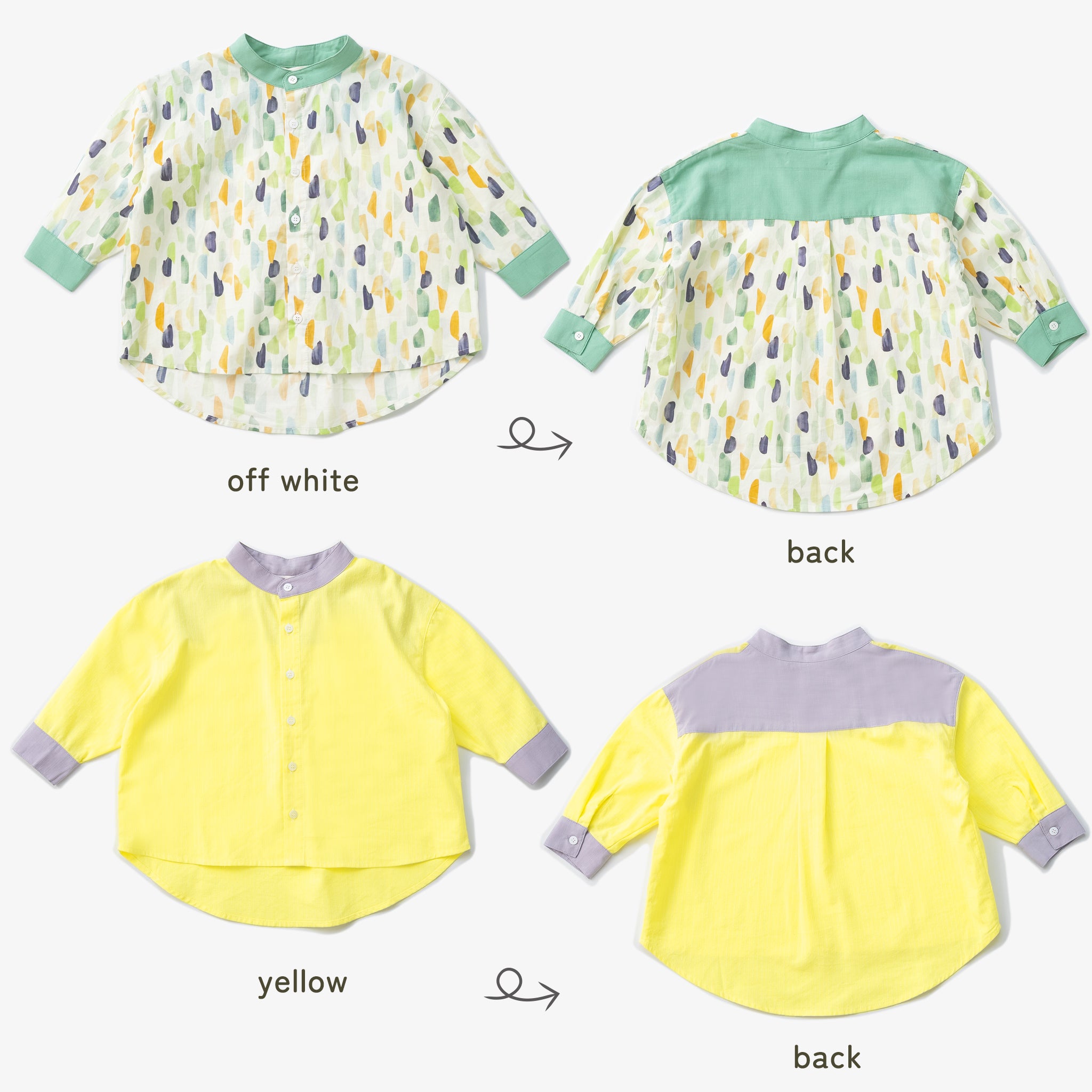 キッズ バンドカラーシャツ｜親子おそろい・配色デザイン｜ami amie