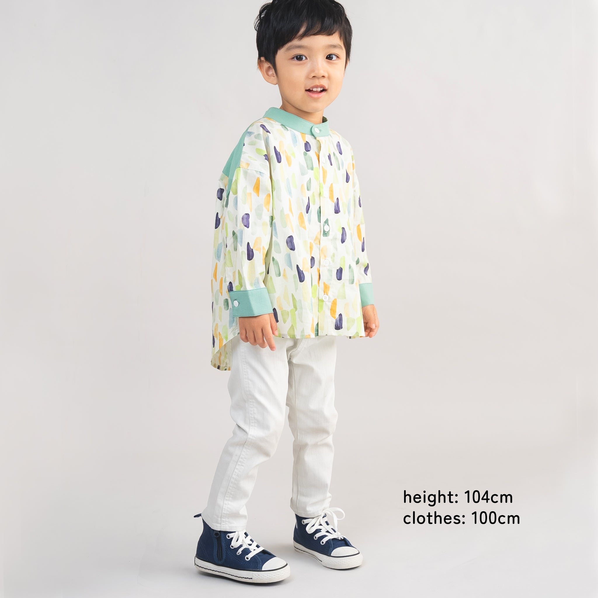 キッズ バンドカラーシャツ｜親子おそろい・配色デザイン｜ami amie