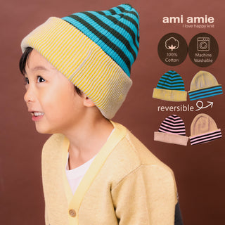 ami amie : リバーシブルボーダーニット帽/263028