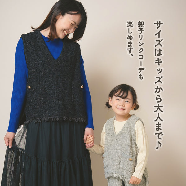 【New Arrival / キッズ&ママサイズ】ami amie : リブニットカットソー/990004