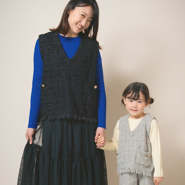 【New Arrival / キッズ&ママサイズ】ami amie : リブニットカットソー/990004