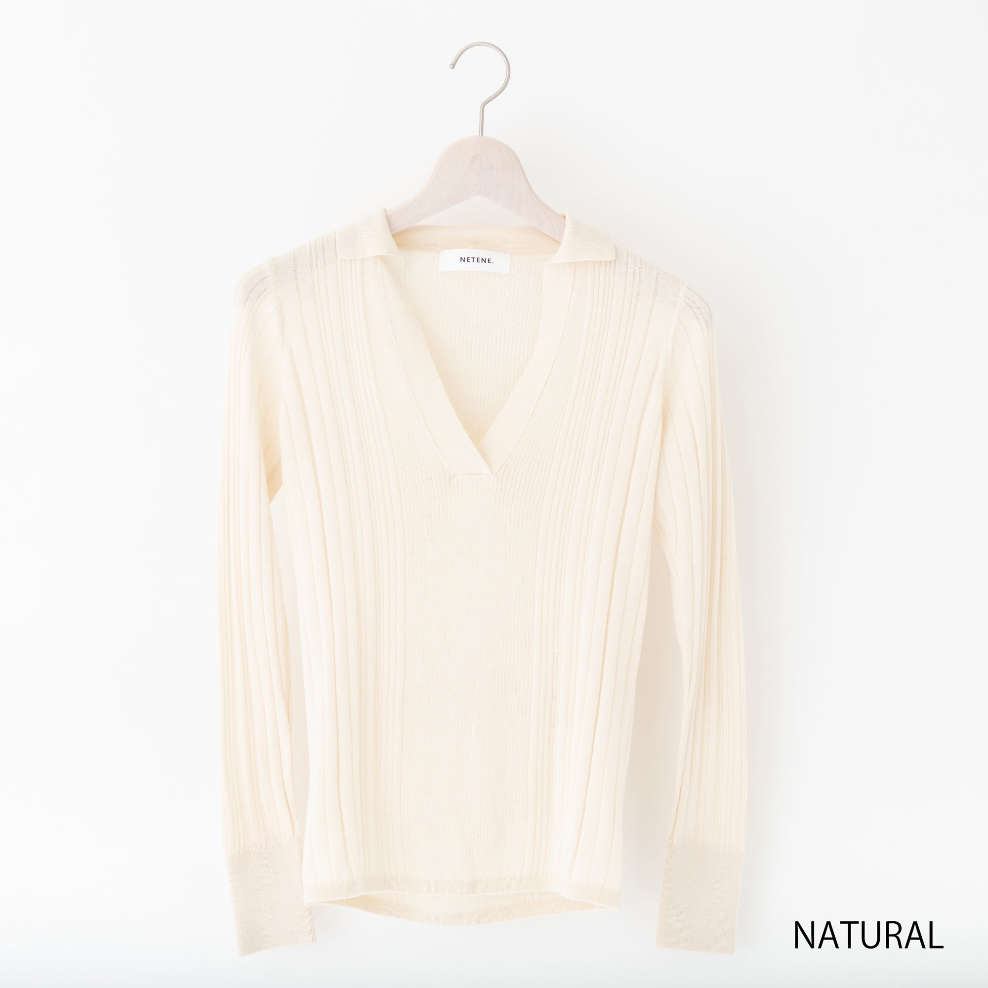 NETENE.：Fika Random Rib Knit Polo フィーカ ランダムリブニットポロ