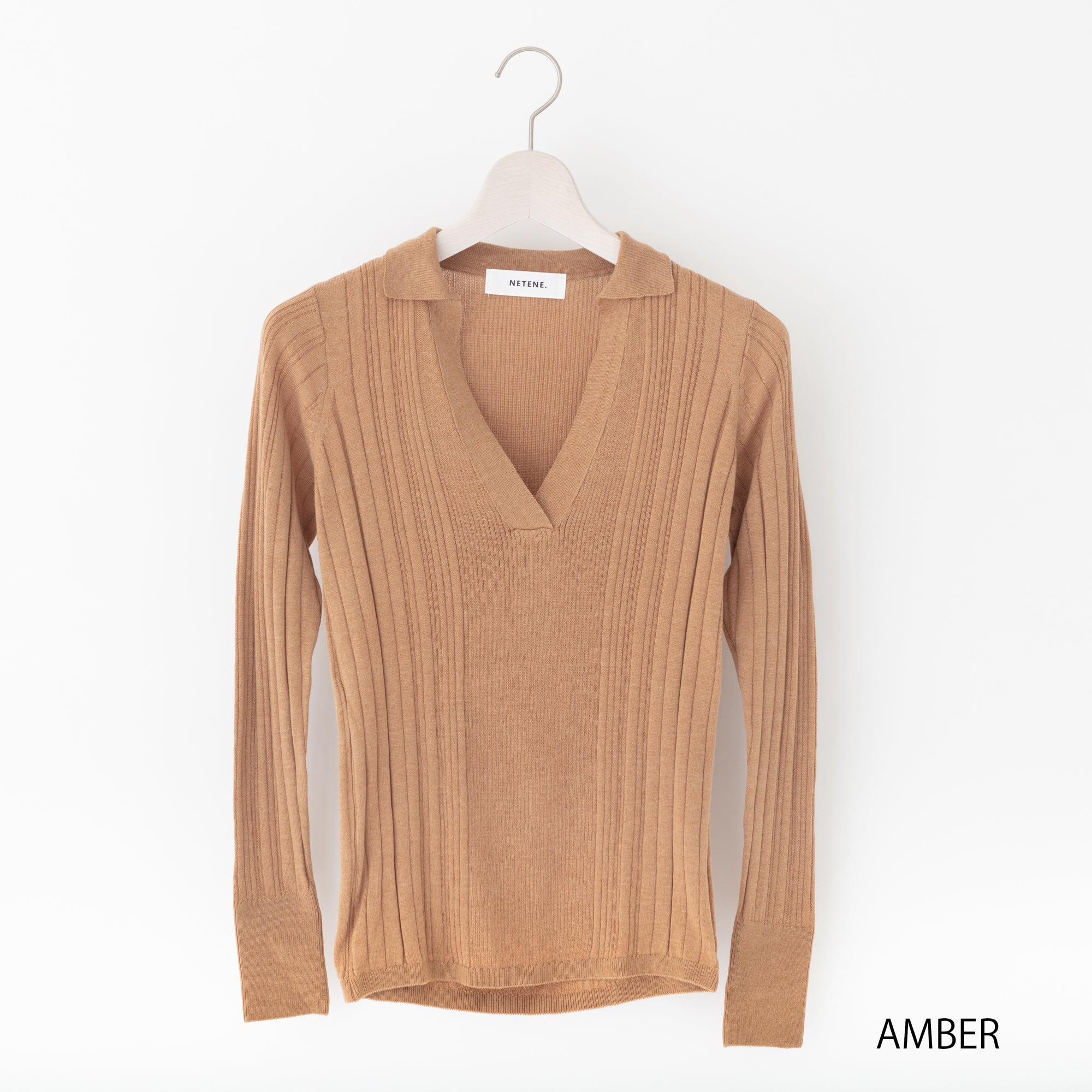 NETENE.：Fika Random Rib Knit Polo フィーカ ランダムリブニットポロ
