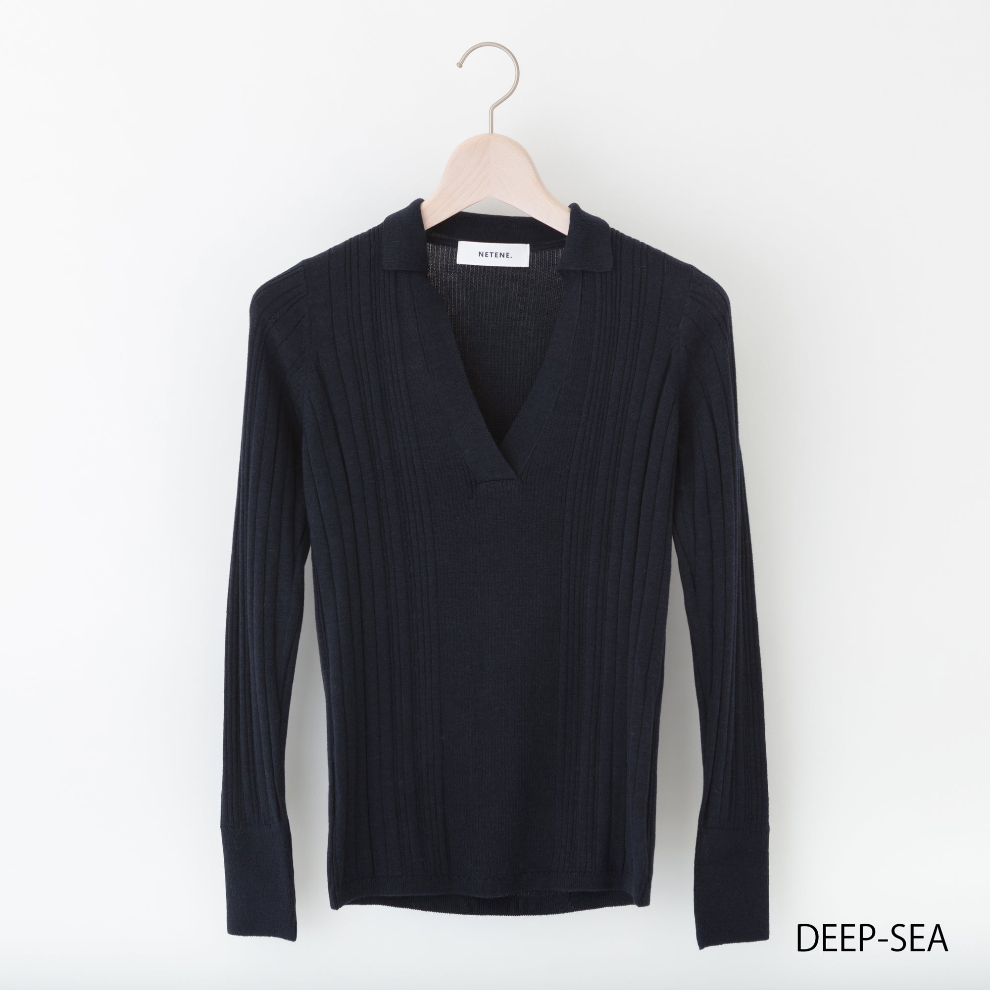 NETENE.：Fika Random Rib Knit Polo フィーカ ランダムリブニットポロ