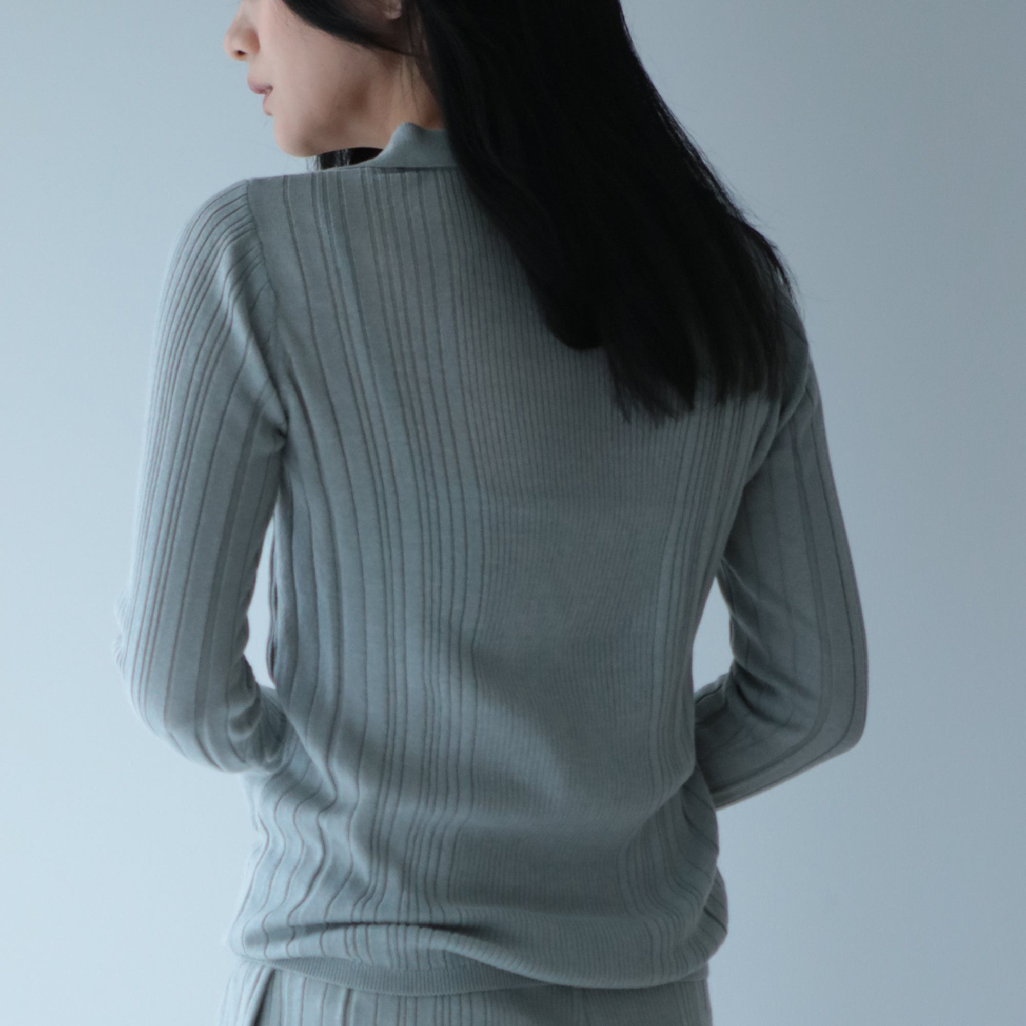 NETENE.：Fika Random Rib Knit Polo フィーカ ランダムリブニットポロ